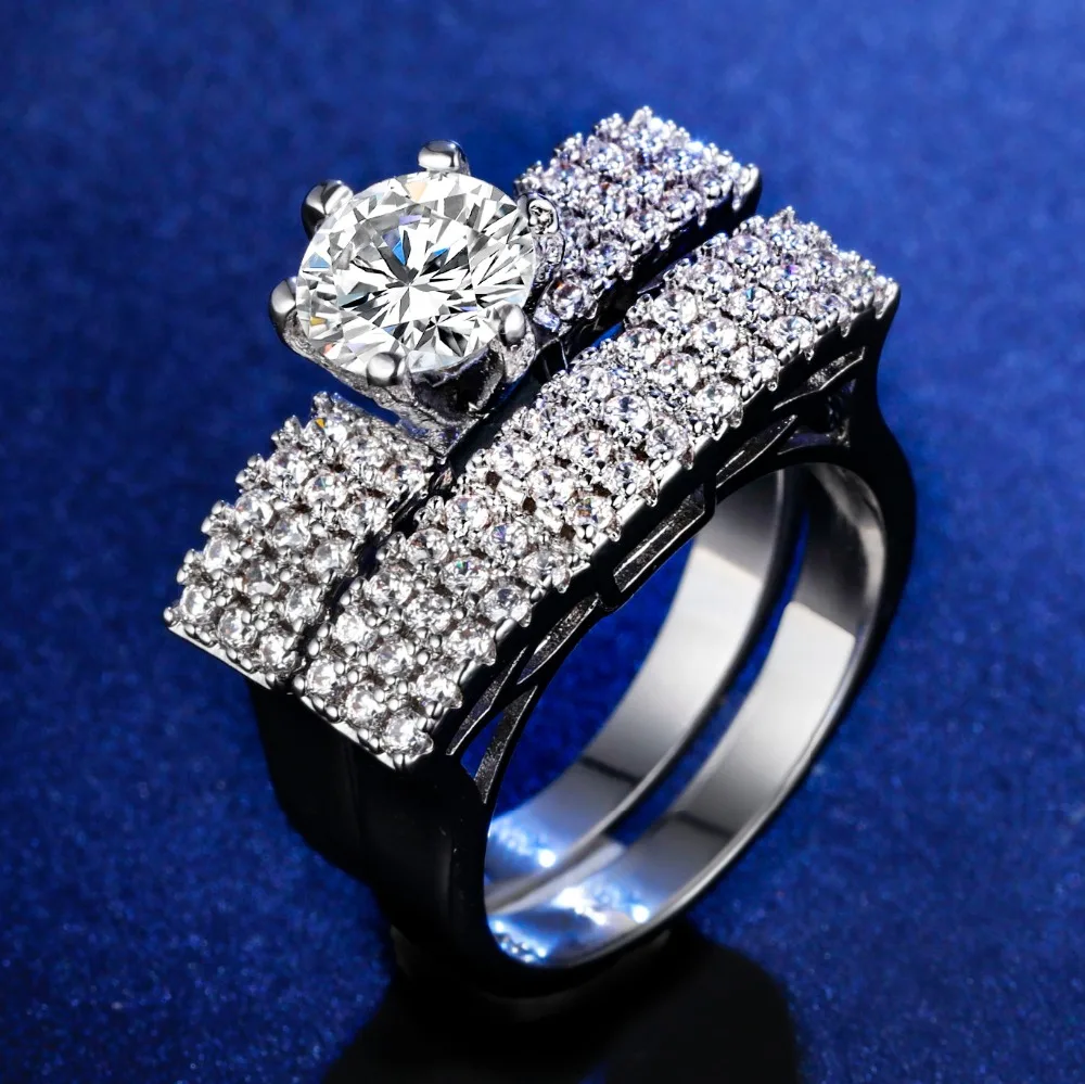 

Original Design 2 in 1 2pcs Handmade cz unique style top quality Ring Cubic Zirconia Hot Ins sterling silver 925