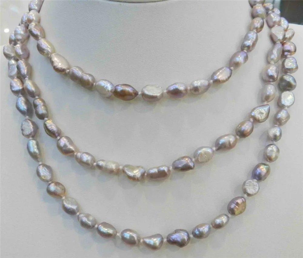 

fast LONG 48 INCHES 7-9MM PURPLE AKOYA CULTURED PEARL NECKLACE 18KGP AAA002