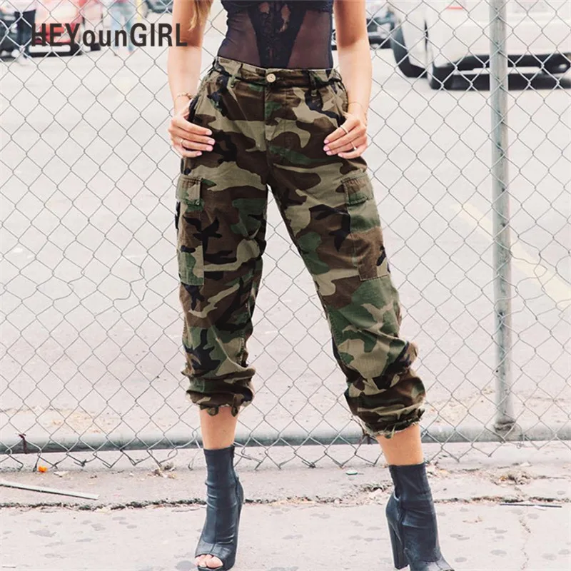 

HEYounGIRL Camo Pants for Women Camouflage Casual Trousers Harem Pants Winter High Waist Hip Hop Sweatpants Green Pantalon Mujer