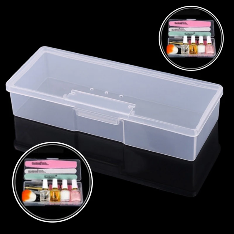 

1pc Nail Storage Box Plastic High Quality Transparent Manicure Tool Nail Art Empty Container Storage Boxes Color Random