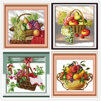 

Joy sunday Fruit basket Cross Stitch Kits Printed Patterns Canvas Embroidery Needlework Set DIY Cross-stitch DIY Home decoration