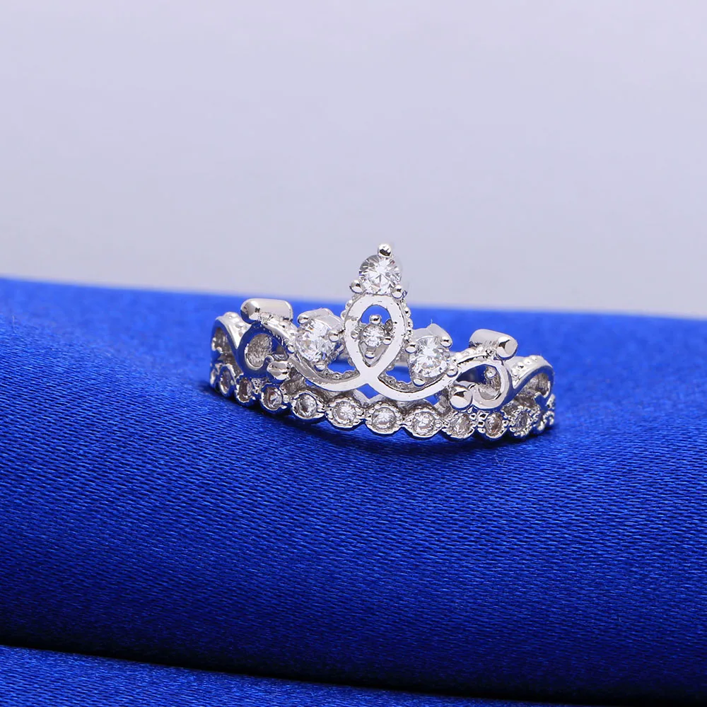 queen Wedding Rings crown on head us size 6 7 8 9 10 paved cz zircon