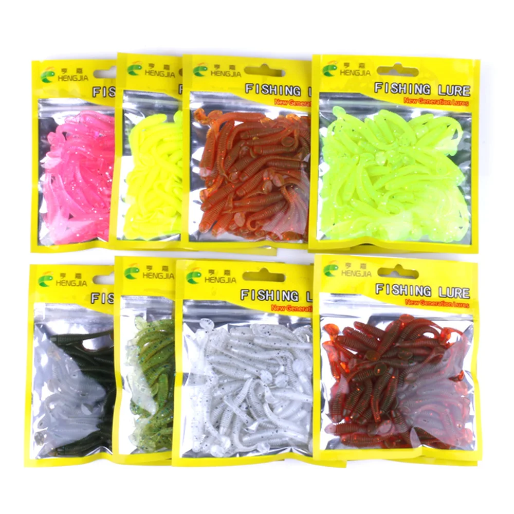 50PCS Мягкая приманка t хвост наживка для рыбы мягкие приманки Искусственные черные