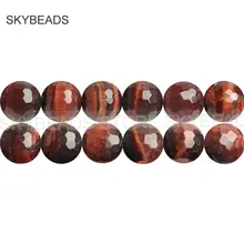 Красный тигровый глаз исцеляющий драгоценный камень граненый круглый 6 8 10 12 мм ААА бусины для мала-Йога ожерелье браслет серьги ювелирных изделий
