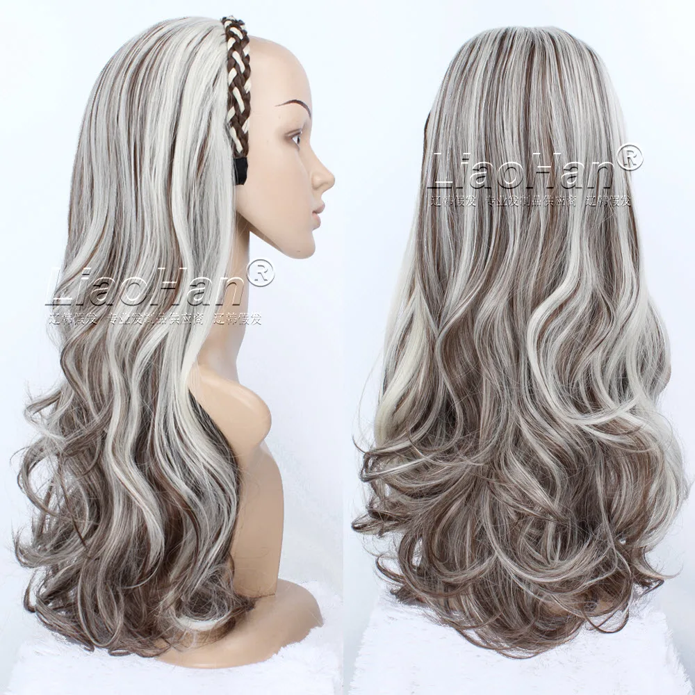 Fashion 3 4 Half Wig Fall Long Wavy Highlight Hair Fall With