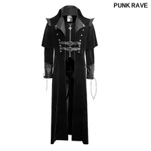 Готический Хэллоуин Рождество черный длинный Тренч куртка кожаные ремни обжимные плеча на молнии мужские пальто Панк RAVE Y-636