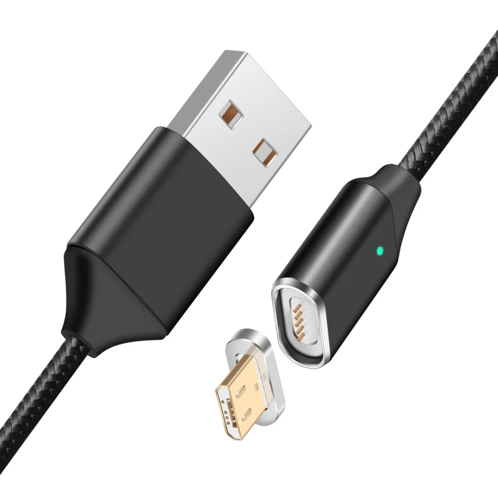 Магнитный кабель Нейлон Плетеный Магнит Micro USB кабель для быстрой зарядки передачи и синхронизации данных Зарядное устройство для подключения кабеля к кабелю для Xiaomi samsung Android - Цвет: Black Micro Cable