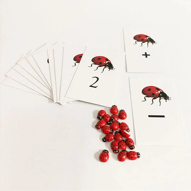 Material de Montessori Educativos para Crianças de Bolso Joaninha Contador Cartões Conjunto Juguetes Aprendizagem Brinquedos Montessori E2464h 5 Juguetes Aprendizagem Brinquedos Educativos Para Crianças de