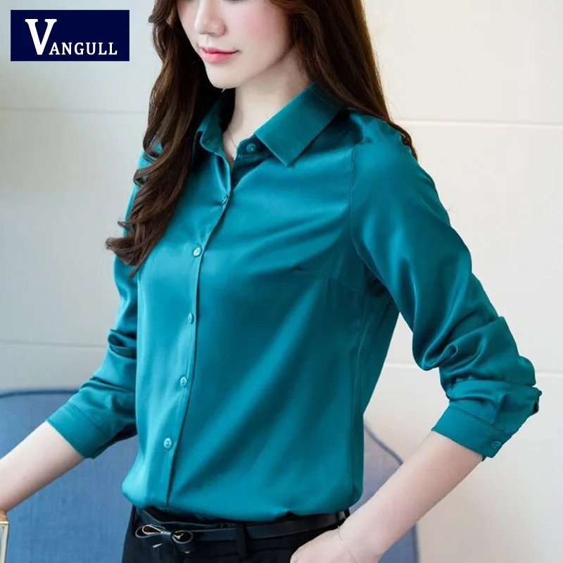 

Vangull Women Blouses 2019 Fashion Long Sleeve Turn Down Collar Office Shirt Rayon Blouse Shirt Casual Tops Plus Size 4XL Blusas