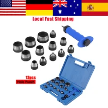 13 шт. полые дыроколы с рукояткой кожаное отверстие набор для перфорации сверхмощный кожевенный ремень инструмент для перфорации набор W/Case