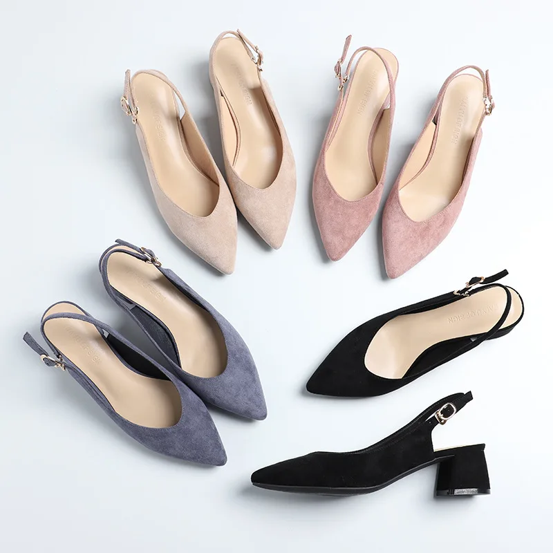 

Women Sandals Female Shoes Woman Summer Flock Buckle 4CM Thick heel Comfortable Sandals Ladies Slip-on Sandals Women Sandalias