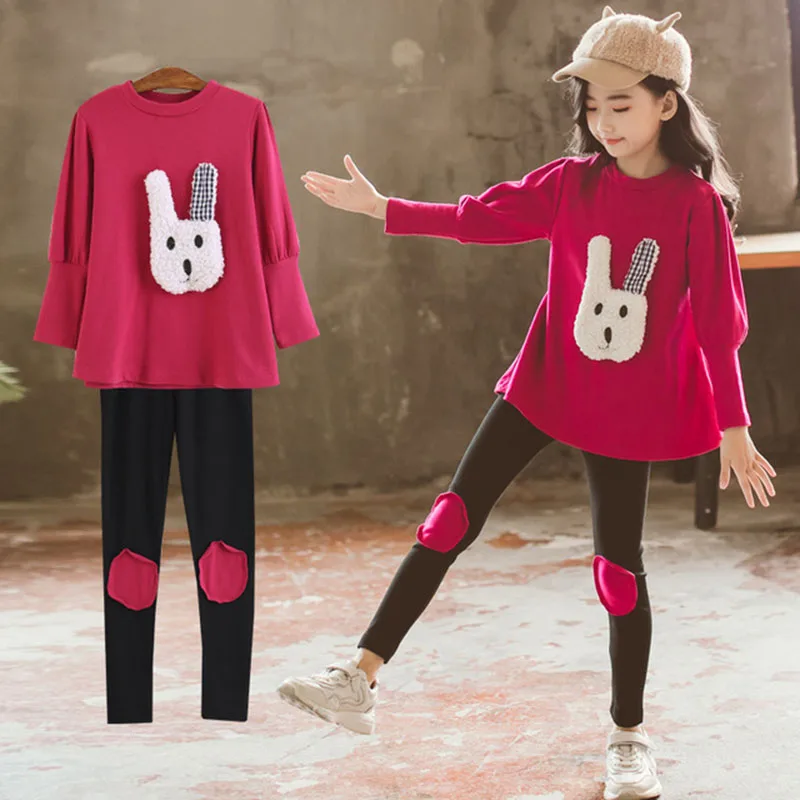 

Girls Clothing Sets Spring Autumn Girls Sport Suit Cotton Cartoon Long Sleeve Sweatshirt+Pants 2PCS Kids Suit 4 6 8 10 12 Years