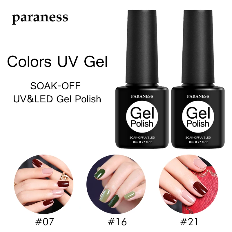 

Paraness Enamel Gel Varnish Colorfu LUV Nail Gel Polish 8ml Soak Off Nails Art Design UV Led Shining Nail Polish Sales Gellak