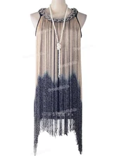PrettyGuide Women’s Metallic Chain Neck Swing Ombre Draping Tassel Flapper 1920S Gatsby Costume Party Dress
