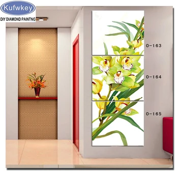 

Vertical Triptych Plants diamond Painting By Numbers cross stitch kits 3D embroidery mosaic 3pcs sets floral scenery home decor