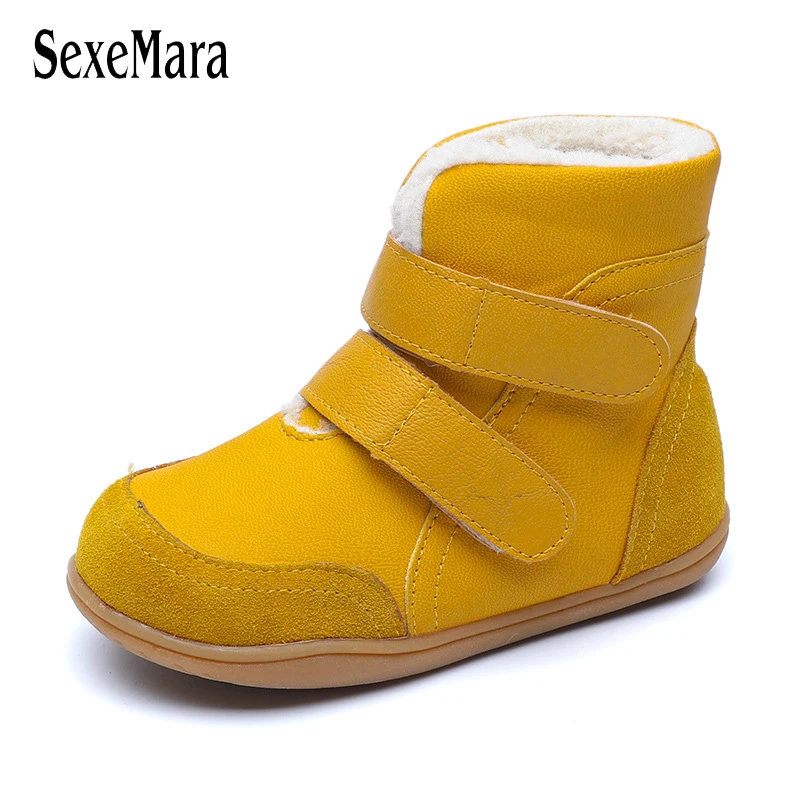 

2019 New Toddler Winter Boots Soft Genuine Leather Boot Girl Kid High Top Girls Snow Boots Nice Cap Toes Boys Shoes Boots C06091