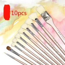 10 шт. весь набор щетинки крюк линия веер акварельные масляные кисти с коробкой