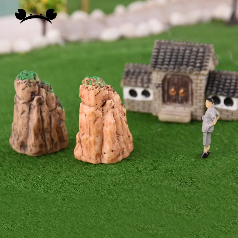 

2pcs Garden Rockery Model Resin Accessories outdoor Micro Fairy Garden Miniature Dollhouse Decor DIY Accessories Figure Toys