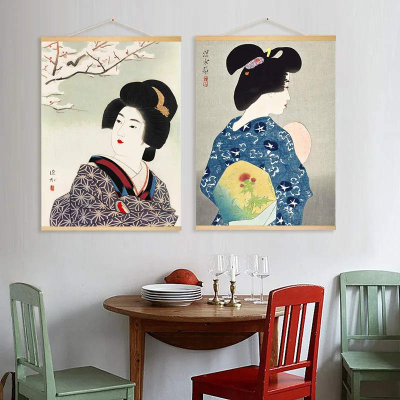 

Japanese Ukiyoe Hanging Scroll Figure Painting Canvas Posters And Prints Wall Art Wall Pictures Nordic Japan Home Decor