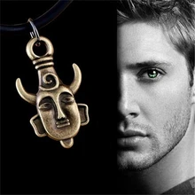 Colar sobrenatural samulet dean winchester jensen ackles amuleto touro chifre pagão buda pingente vintage jóias spn atacado