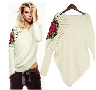 

2019 Spring Women's Fashion Vintage Cutout Long-sleeve Sweater Plus Size Loose Thickening Bat Wing Sweater