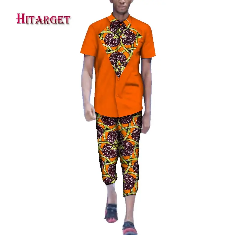 Африканская Мужская одежда Мужская африканская Дашики костюм 2 шт. костюм топ и брюки Мужская африканская одежда для вечерние WYN23