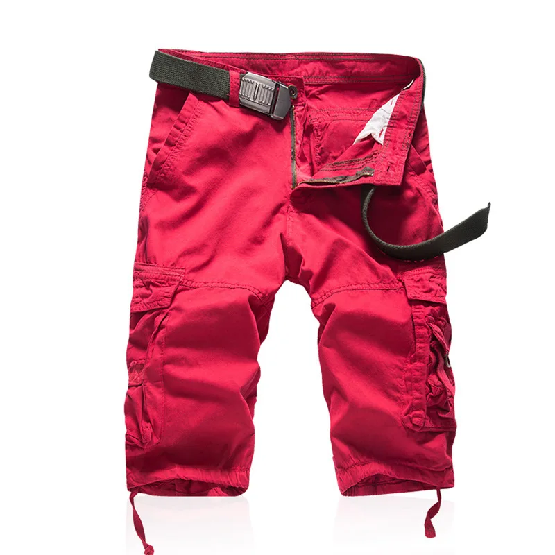 Новые шорты мужские летние горячие продажи крутой дизайн твердые карго шорты Homme хлопок качество мягкая модная брендовая одежда - Цвет: Красный