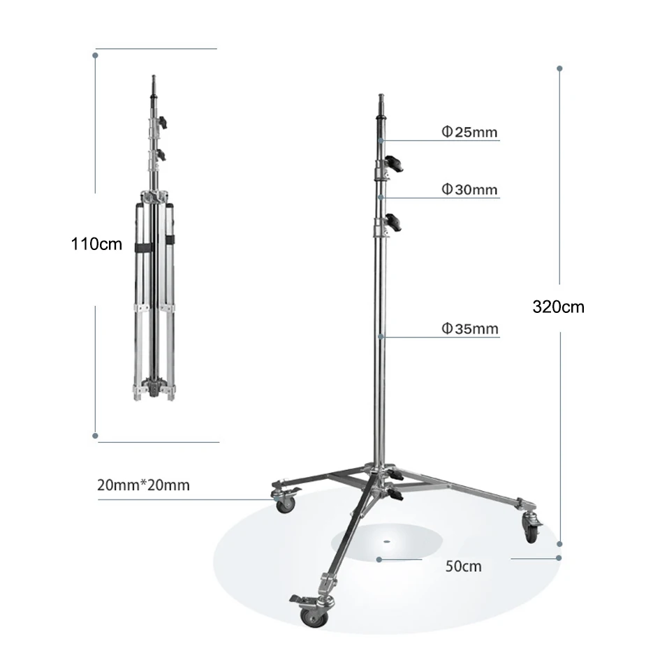 10 футов высота мощный свет стенд с загрузкой колеса 10кг для камеры студии Moive CD50