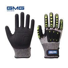 Устойчивые к порезам перчатки против воздействия вибрационного масла GMG TPR защитные рабочие перчатки анти-порезные амортизирующие механики ударопрочные
