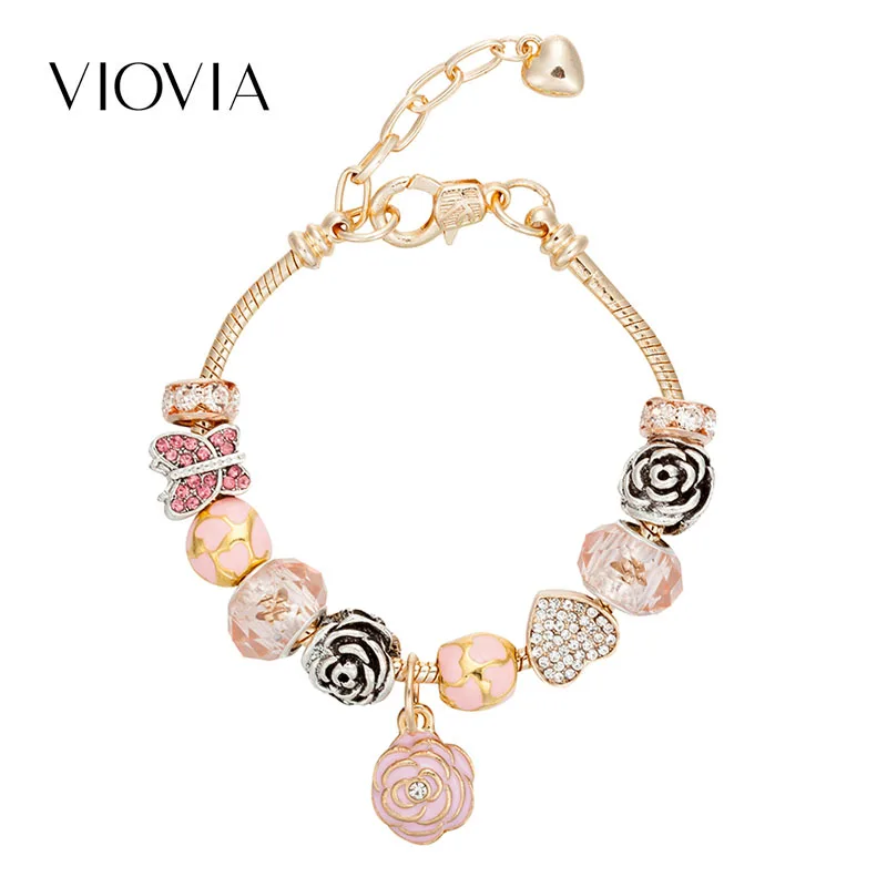 VIOVIA 2019 новые модные ювелирные изделия браслет с подвесками и браслеты розовые