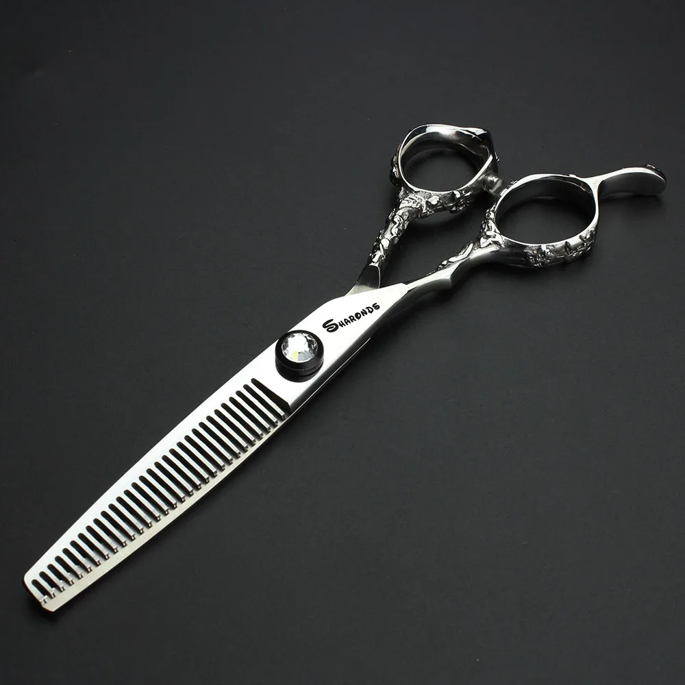 Японские профессиональные серебряные ножницы для левой руки, 6 дюймов, истонченные и режущие ножницы, парикмахерские ножницы, очень острые - Цвет: thin