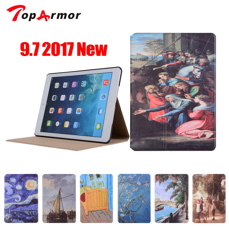 

TopArmor For Ipad Pro 9.7'' 2017 Vincent Van Sky Oil Painting For Apple Ipad 9.7 2017 Vintage Art Painted Pattern Tablet Case