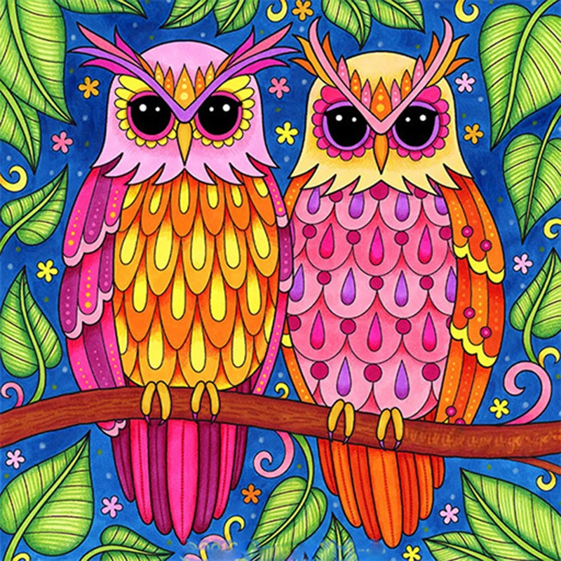 

LZAIQIZG 5D Diamond Painting Owl Diamond Embroidery Full Set Animal Diamond Mosaic Square Round Rhinestones Pictures