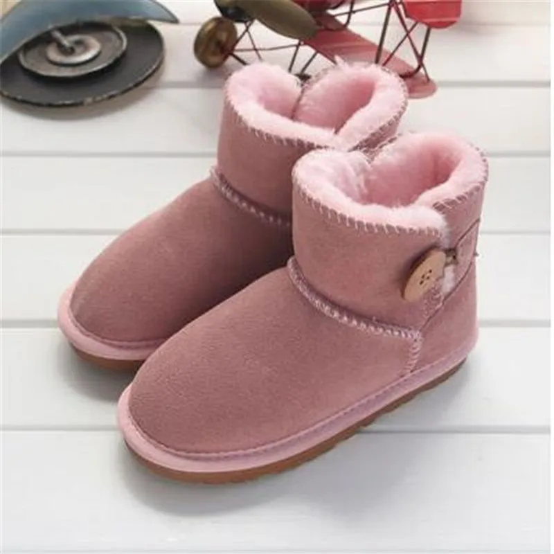 

Real leather children boots Boys girls casual comfortable warm cotton shoes winter high quality kids wool boots snow boots