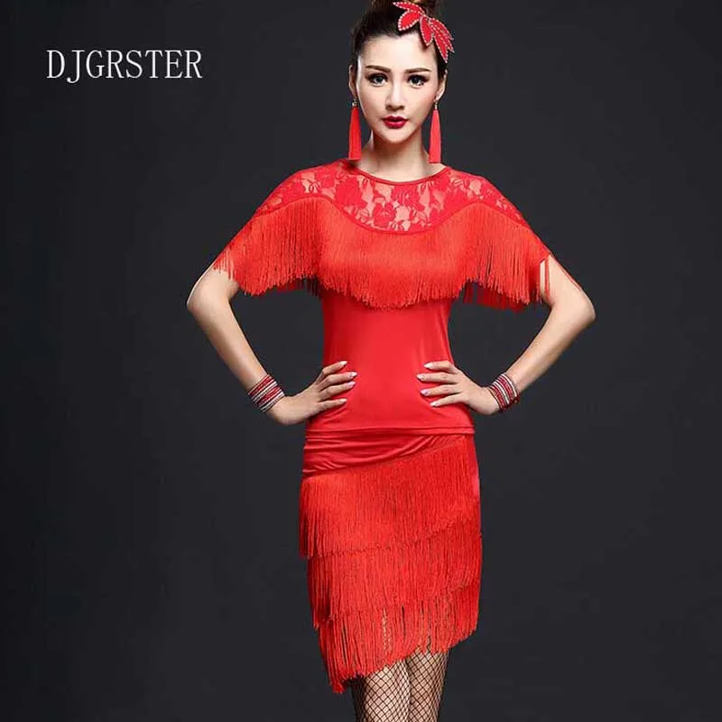 Платье с кисточками для латинских танцев коротким рукавом 2 шт./компл.|dress