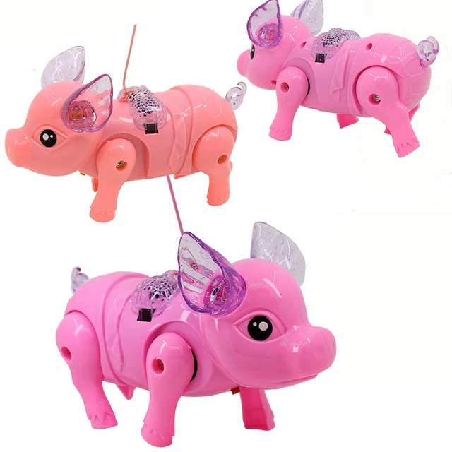 Cute Funny Electric Piglet Music Walking Pig action figure Toys Acousto-optic porket Piglet Toys for children baby Kids Pets 2