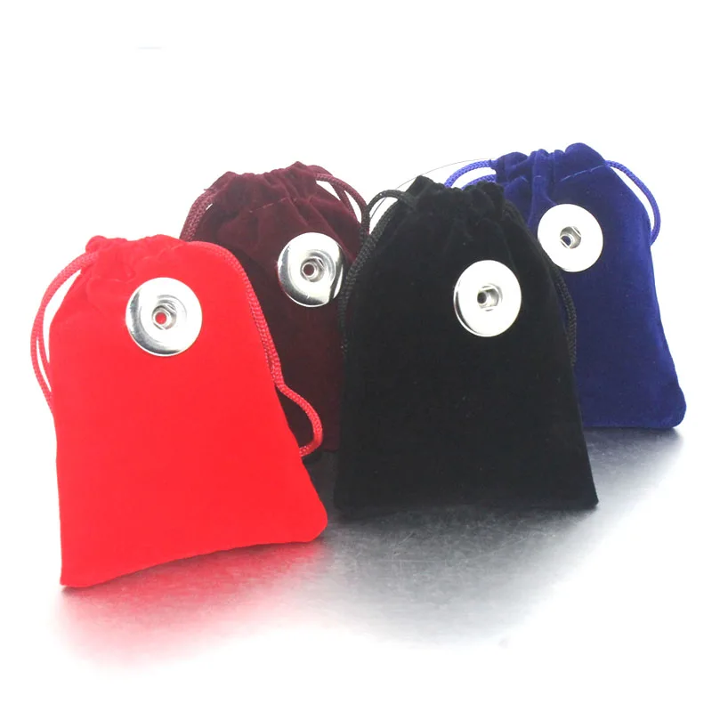

5Pcs 7*9cm Snap Button Jewelry Black Velvet Bag Drawstring Pouch Necklace Bracelet Beads Bags Jewelry Packaging Gift Bag 8741