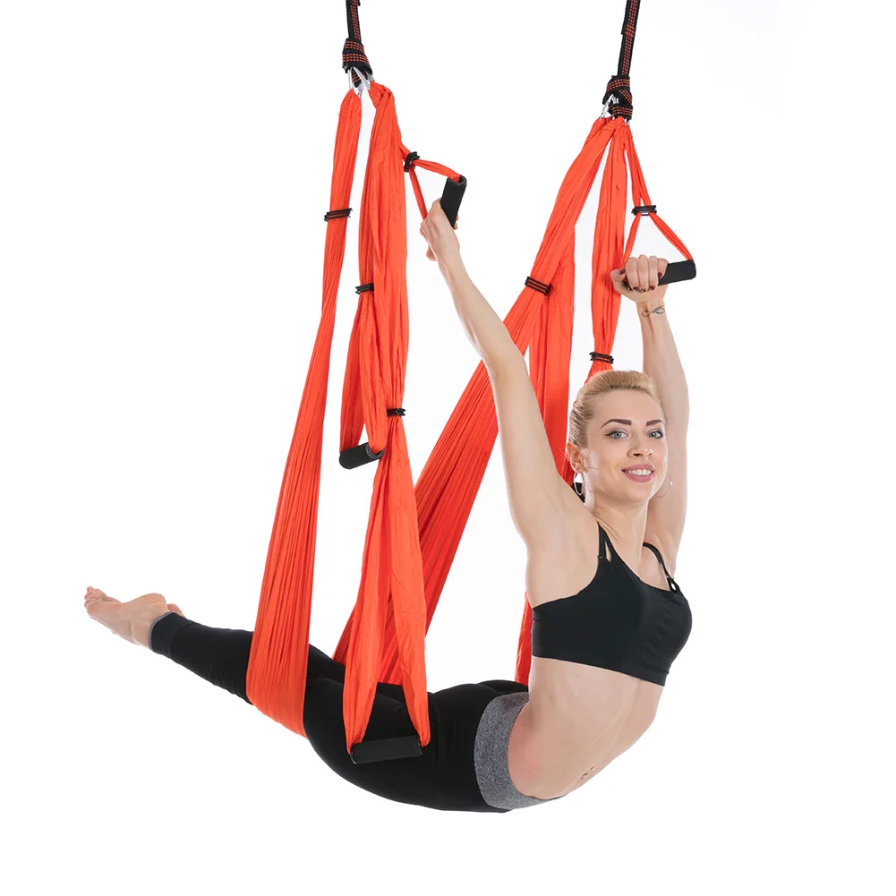 6 Handles Aerial Yoga Hammock Flying Swing Anti-gravity Yoga Pilates Inversion Exercises Device Home GYM Hanging Belt 20 Colors