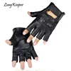 Long Keeper Men Genuine Leather Gloves High Quality Slip-resistant Luvas Half Finger Sheep Leather Fingerless Gloves gants moto ► Photo 1/6