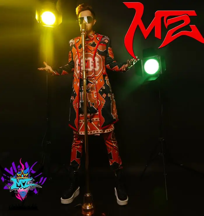 S-4XL! Мужская мода тонкий клубный певец DJ right GD подиумная геометрическая абстракция граффити длинный костюм костюмы формальное платье