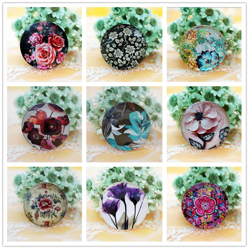 

2PCS/lot Round 40MM Flower Glass Cabochon for make bracelet necklace Jewelry for women earring pins brooch craft supply