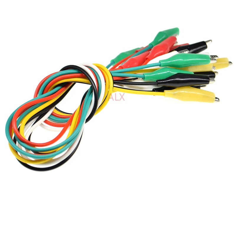 10PCS 50CM Double-ended colors Alligator clips cable jumper wire diy Test Leads crocodile clips wire