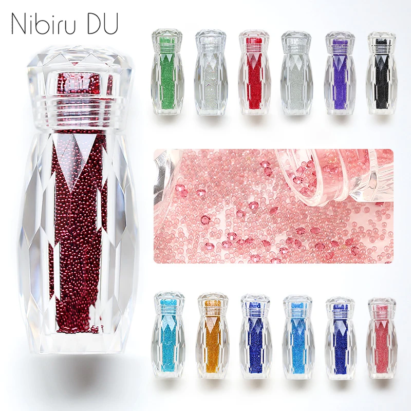 1 Bottle Crystal Caviar Beads Nail Rhinestones Micro Bead Gravel Multicolor Strass Crystal Glass Fo