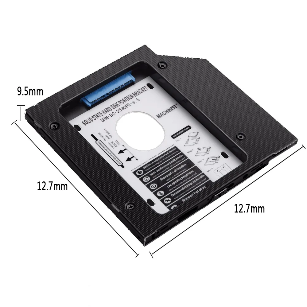 SSD HDD caddy 9,5 мм optibay SATA 3,0 Корпус жесткого диска DVD адаптер 2," алюминиевый для ноутбука CD-ROM