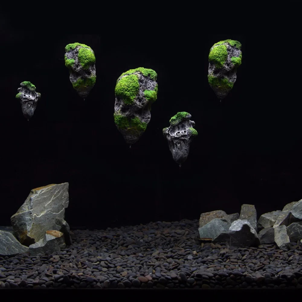 Nicrew аквариум искусственная плавающая пемза подвесной камень украшение аквариума мох Летающий камень водный орнамент пейзаж
