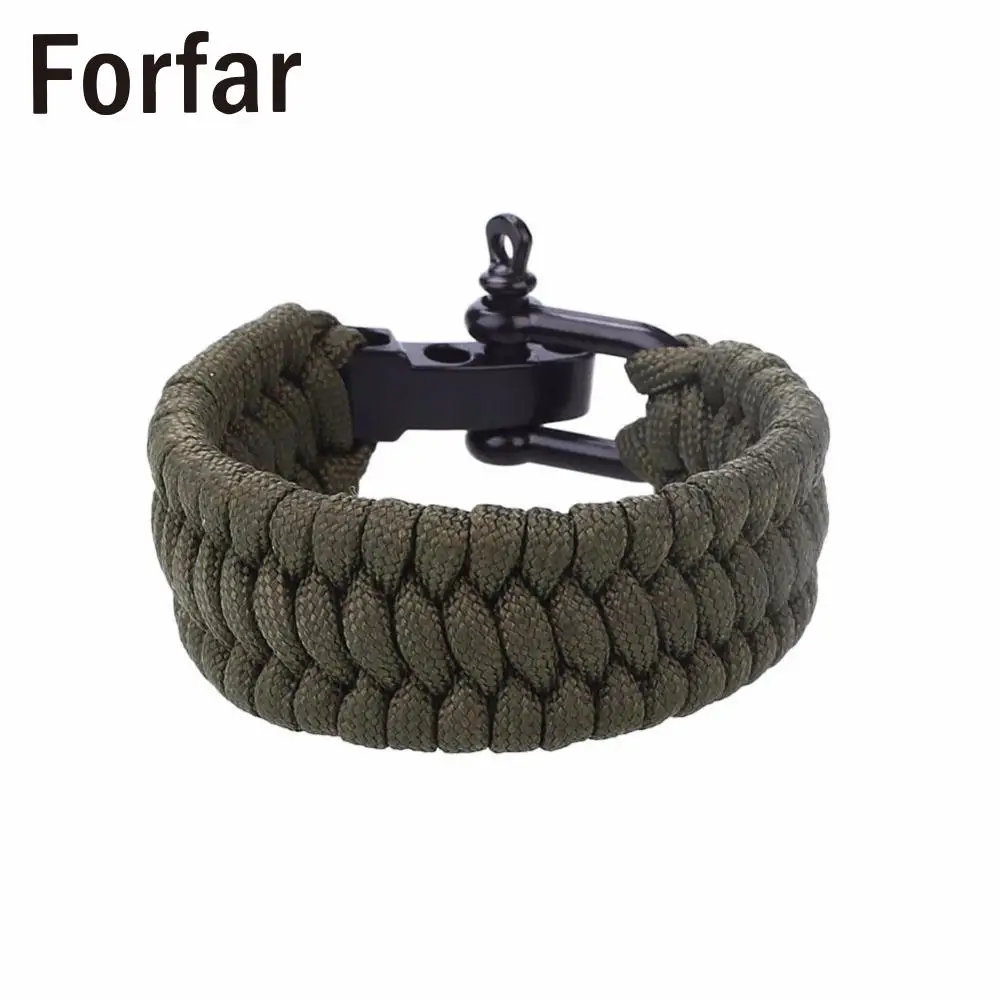 Fofar التخييم الأسود حبل 23 سنتيمتر في تعديل بقاء سوار paracord التخييم الصلب تكبل مشبك بالجملة