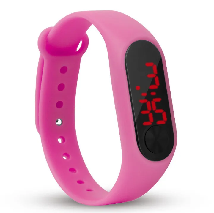 Модные светодиодный часы для мальчиков и девочек, детские спортивные цифровые часы для студентов, новые мужские и женские силиконовые часы для бега с сенсорным экраном - Цвет: pink
