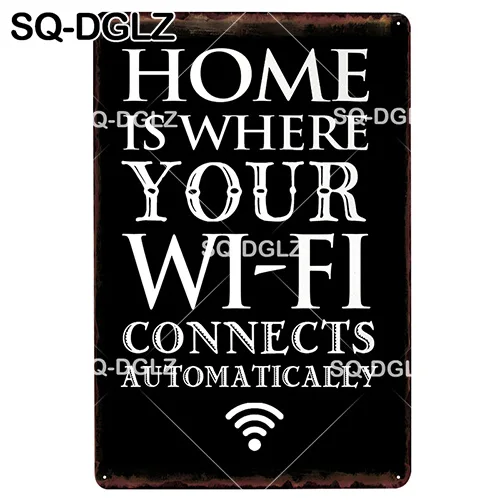 [SQ-DGLZ] Бесплатный Интернет WiFi точка доступа Оловянная вывеска Настенный декор прибывают в темную сторону металлические поделки WiFi зона плавок художественный плакат - Цвет: 1337