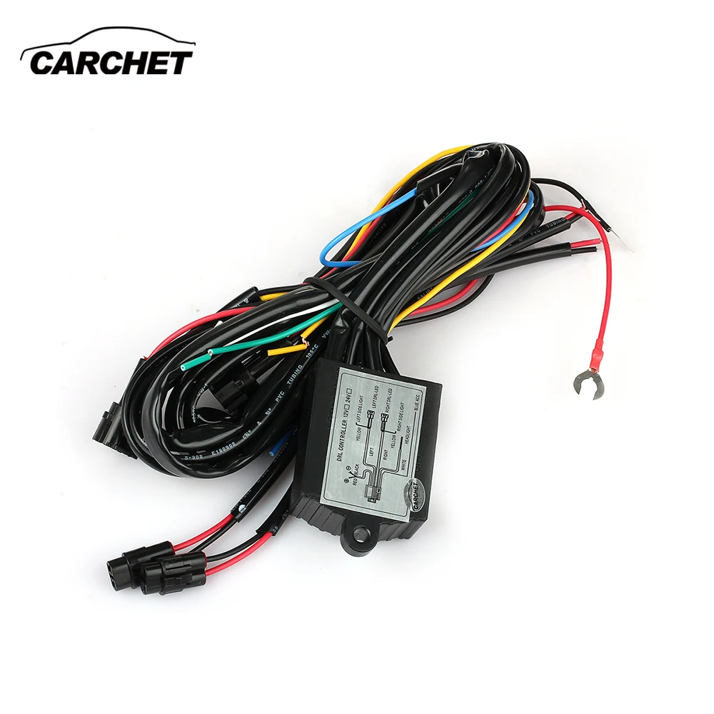 CARCHET DRL Daytime Running LED Light Relay Harness Control On Off Dimmer Car
