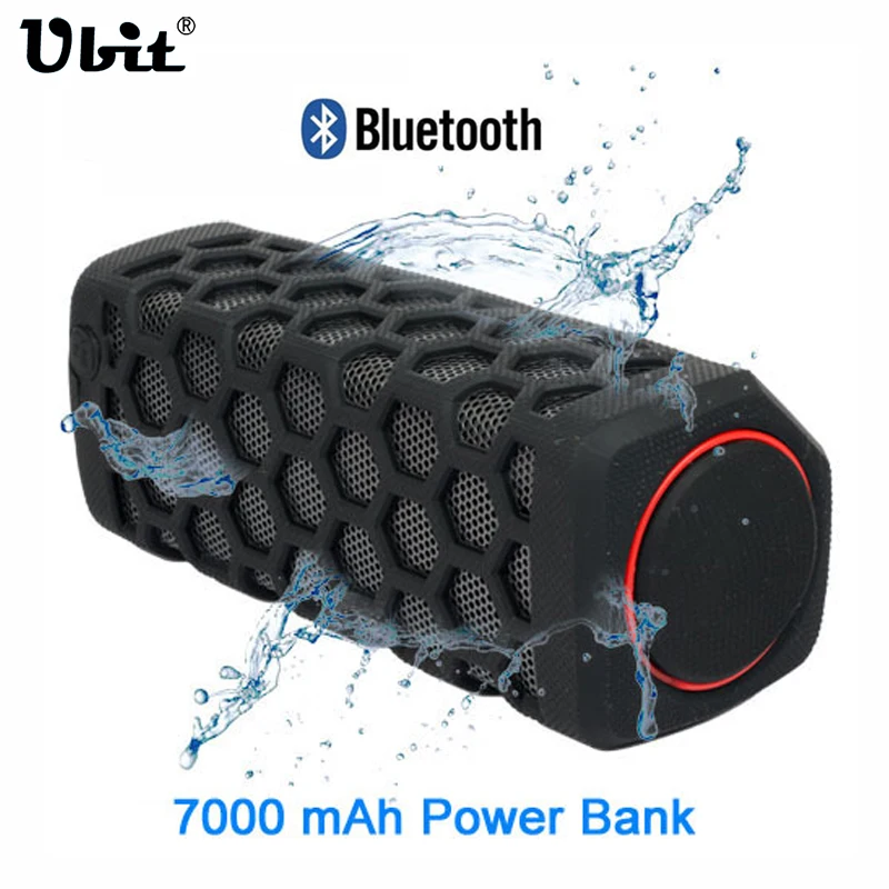 Ubit 10W Sports Outdoor Waterproof Portable Bluetooth Wireless Speakers Bike Sound Box With 7000mA Power Bank Loudspeakers